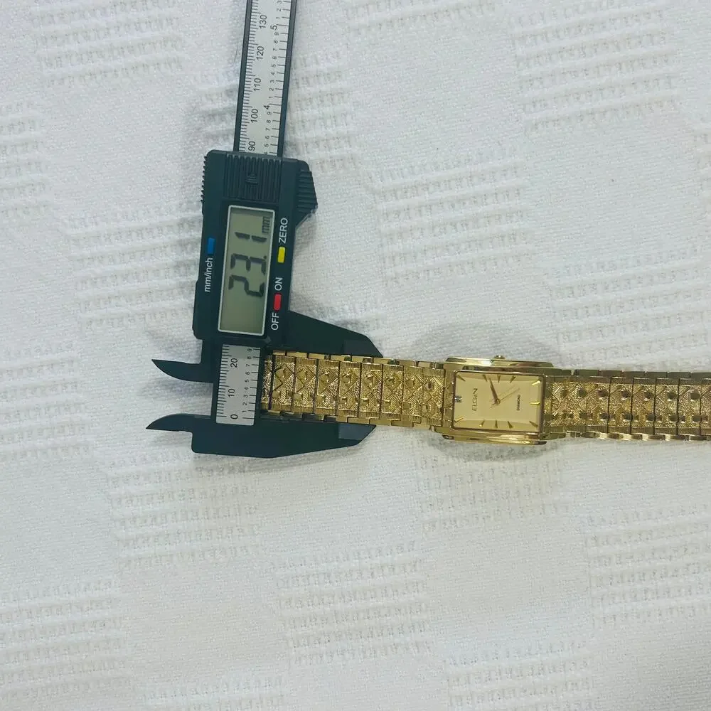 Elgin Ladies Goldtone Diamond Nugget Watch Quartz FG286NB